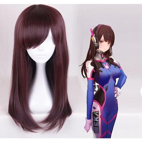 Game OW Cosplay Wigs DVA Women Cosplay Hair Wig Heat Resistant Synthetic Wig Halloween Party
