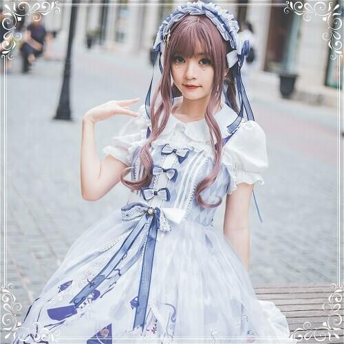 Anime Sweet Princess Lolita Dress Vintage Lace Bowknot Cute Printing Victorian Cos Dress Kawaii Girl Gothic Luxury Lolita Jsk