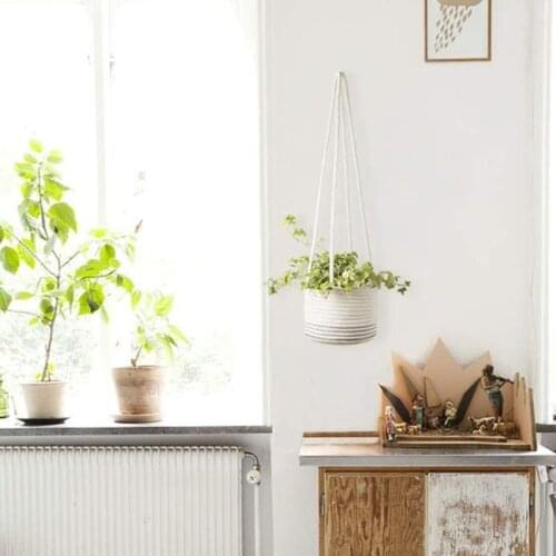 Hanging Planter Woven Plant Basket Jute Cotton Cord Flower Pot Indoor Plant Hangers Modern Storage Organizer Home Decor