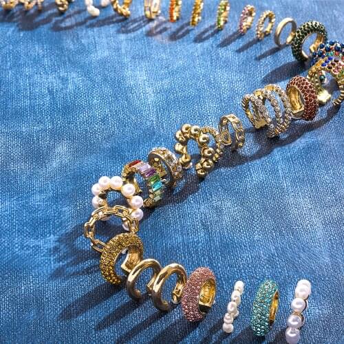 Multicolor Crystal Ear Cuff Earring for Women Multicolor C-Shape No Pierced Small Earring Bridal Wedding Ear Clip Jewelry Gifts