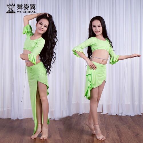 Modal Ruffle Sleeve Belly dance Placketing long Skirt 2pcs set for little girl/children/kids, costume performance wears RT285