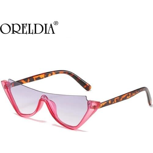 Ladies Unique Half Frame Triangle Cat Eye Sunglasses Fashion Retro Red Blue Gradient Sunglasses Ladies 2020 Latest Glasses UV400