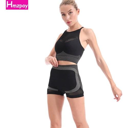Ladies Seamless Sports Suit Sexy Fitness Bra Sports Tights 2 Piece Set Workout Yoga Wear Running Training Set