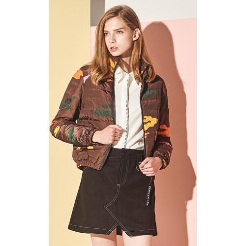2018 Autumn Winter Women Down Jacket Fashion Stand Collar Long Sleeve Parkas Ladies Camouflage Print Casual Short Outerwear Z316