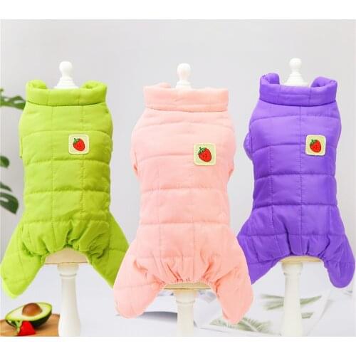 Winter Dog Clothes Thick Warm Clothes For Small Dogs Strawberry Puppy Pet Dog Coat Jacket Chihuahua Yorkie Clothing Jumpsuit XXL