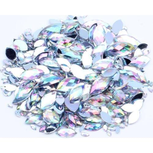 1.5x3mm 300pcs Acrylic Craft DIY Gems Flatback Marquise Earth Facets AB colors Rhinestone Strass High Shine Nail Art