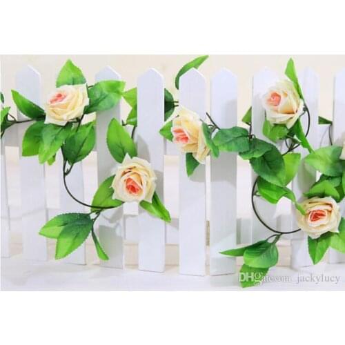 2.4 M Extra Long Artificial Silk Crimping Rose Flower Vine Wisteria Garland Wedding Home Decor Rattan Free Shipping