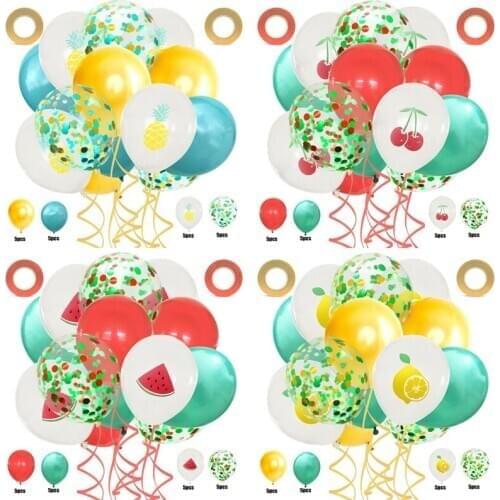 20pcs 12inch Fruit Balloons DIY Latex Confetti Ballons Set Kids Birthday Valentines Day Wedding Summer Hawaii Party Decor