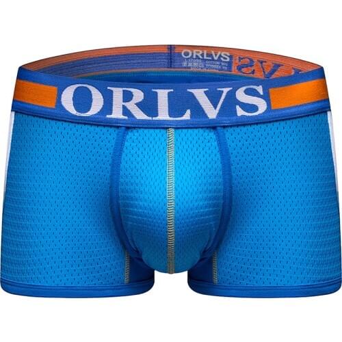 2020 ORLVS Brand Sexy Men Underwear Boxer Cueca Male Panties Mesh Breathable Solid Basic Underpants Boxers Man OR114