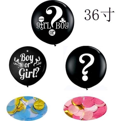 36 Inch Black Giant Gender Reveal Balloons Stickers Heart Paper Confetti for Boy or Girl Baby Shower Party Event Favor Supplies