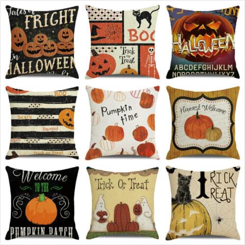 45cm*45cm happy Halloween digital designs Linen/Cotton Throw Pillow Covers Cushion Cover home Decor Pillowcase
