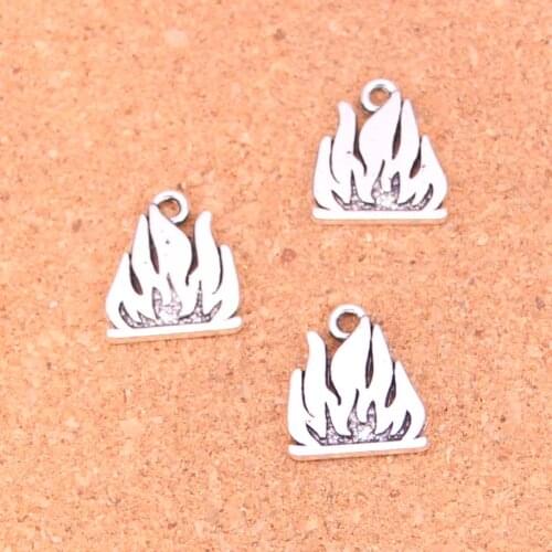 57Pcs Antique Silver Plated flames fire Charms Diy Handmade Jewelry Findings Accessories 15*18mm