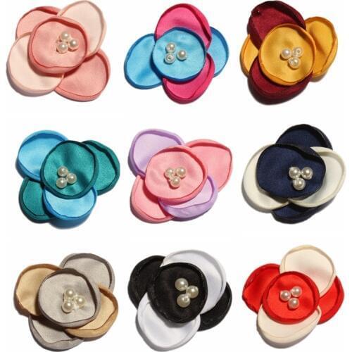 60PCS 5CM Newborn Fashion Hair Flowers For Headbands Burned Fabric Hair Flower Clips For Hair Accessories