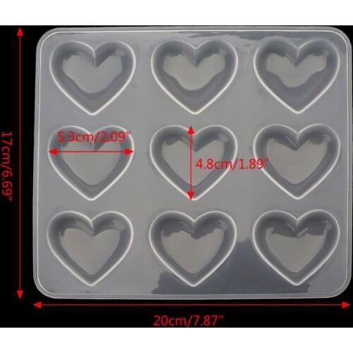 9 Cup Heart Chocolate Silicone Dessert Mould Baking Cupcake Resin Jewelry Mold 97QE