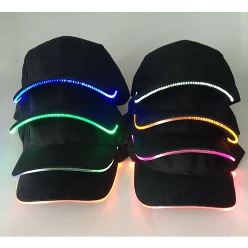 LED Luminous Baseball Cap Black White Unisex Cotton Sunhat Casual Fashion Hip-hop Peaked Cap Party Outdoor Travel