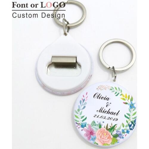 50pcs Personalized custom-made name date photo Keychain Bottle Opener Anniversary Company activities Wedding Favors and Gifts