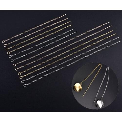 Stainless Steel Chain DIY Jewelry Earrings Strip Pendant Tassel Chain Earring Hooks 18k Gold Handmade Jewelry Accessories