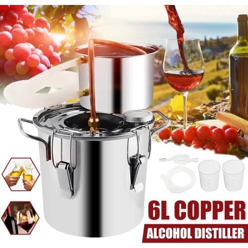 6L 2 Gallon DIY Home Brew Moonshine Still Alcohol Distiller Still Stainless Copper Water Wine Brandy Essential Oil Brewing Kit
