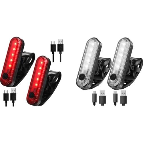 2 Pcs USB Rechargeable LED Bike Tail Light Bright 4 Modes Rear Bike Light Waterproof Bike Back Light