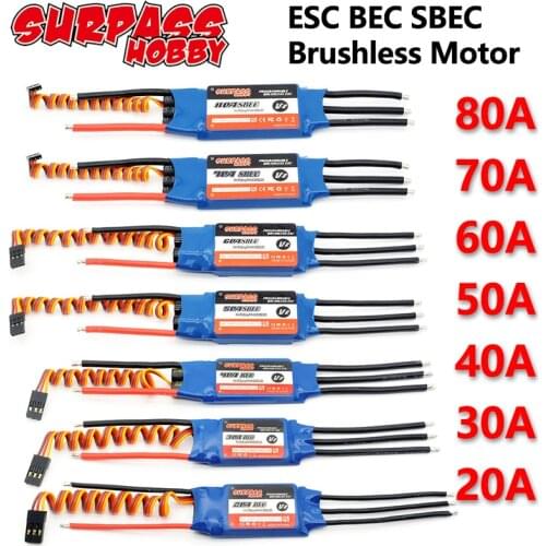 SURPASS HOBBY 20A 30A 40A 50A 60A 70A 80A ESC Speed Controller 2-6S BLHeli BEC SBEC for RC FPV Airplanes Multicopter Helicopter