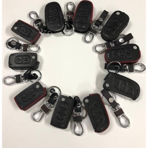 Leather Car key case shell cover for Citroen C4 CACTUS C5 C3 C6 C8 Picasso Xsara for Peugeot 3008 308 RCZ 508 408 2008 KEY