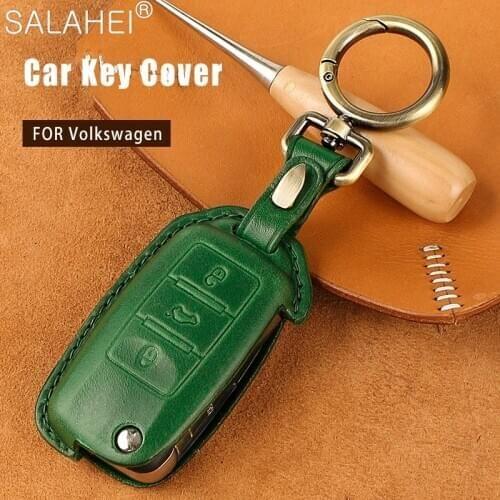 Leather Car Key Case Cover For Volkswagen VW POLO Tiguan Passat B5 B6 B7 Golf EOS Scirocco Jetta MK6 Octavia Keychain Accessorie