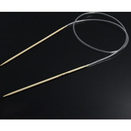 3mm Dia Bamboo Circular Knitting Needle Hand Sewing Crochet Hook Set Sweater Hat Scarf Soft Tube Needleswork Tool 80cm long, 1PC