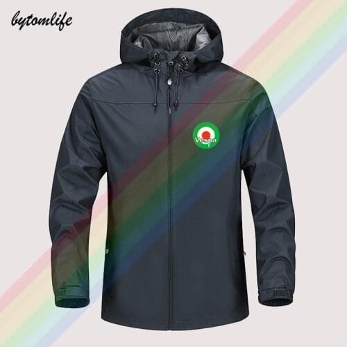 Vespa Red, White And Green Circle Moto Winter Jacket Men Lightweight Hooded Zipper Waterproof Coat Windproof Outdoor Sportswear