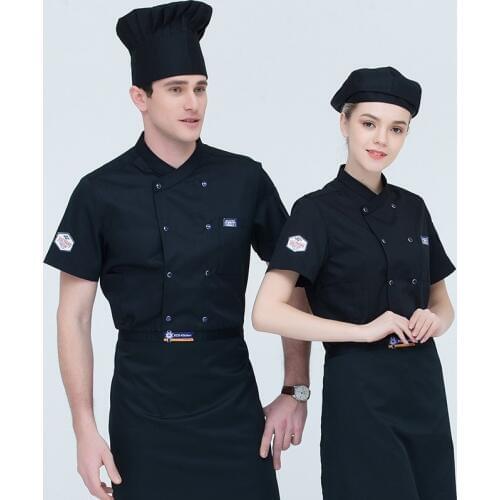 Chef Kitchen Workwear Top Summer Short Sleeve Chef Service Restaurant Hotel Waiter Overalls Jacket Work Clothes Tooling Uniform