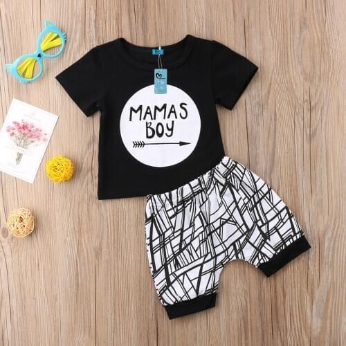 2020 Hot New Fashion Mama boy Clothing Newborn Infant Baby Boy Toddler Cotton T-shirt Tops+Pants Outfit Clothes ropa de bebe
