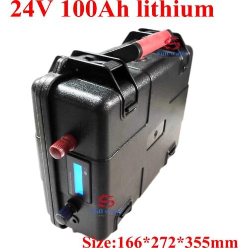 24V 100Ah lithium ion battery with BMS for 2000W inverter electric fishing boat trollling motor 80lbs 110lbs+10A charger