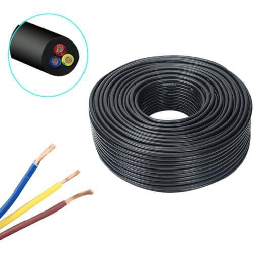 10m 0.5/0.75mm2 2/3 Cores Pins Copper Wire Conductor Electric RVV Cable Black for waterproof connector floodlight lawn garden