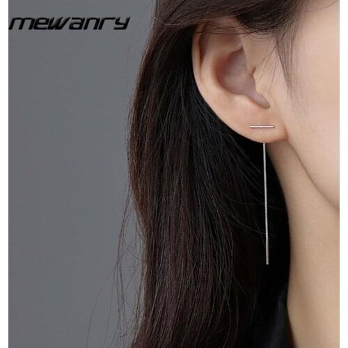 Mewanry Prevent Allergy 925 Sterling Silver Earrings New Trend Minimalist Elegant Charm Tassel Jewelry Gifts Ear Line for Women