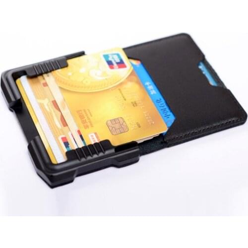 Multifunction RFID Slim Genuine Leather Card Wallet for Men Women Metal Bank ID Card Case Aluminum Outdoor Credit Card Holders