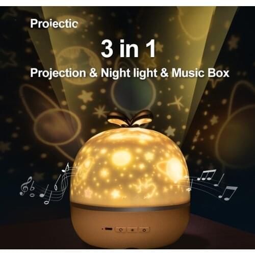 Music Projector Night Light With BT Speaker Chargeable Universe Starry Sky Rotate LED Lamp Colorful Flashing Star Kids Baby Gift