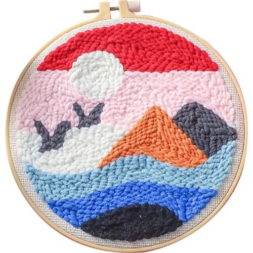 Embroidery Kits for Beginners Landscape Mountain DIY Cross Stitch Kits Punch Needle Embroidery Needlework Sets