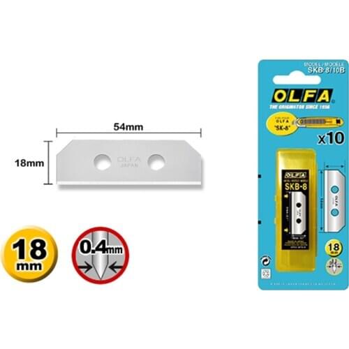 OLFA SKB-8/10B Safety Replacement Blades for SK-8,Size 54mmx18mm