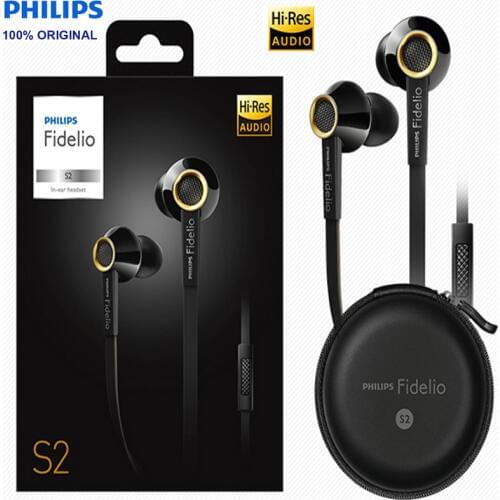 PHILIPS Fidelio S2 Original HIFI Headsets High Resolution Fever Phone Call Wire Control In-ear Earphone Support Official Test