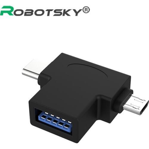 Type C Micro USB 2 In 1 OTG Card Reader High Speed USB3.0 Universal OTG Male To Female Adapter For Computer Extension Headers