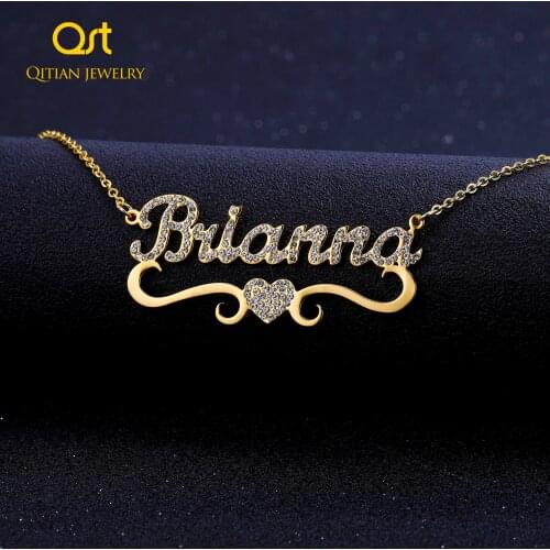 Heart With Personalized Name Necklace&Pendant For Wome Iced Out Initial Choker Custom BlingBling Jewelry Necklace Christmas Gift