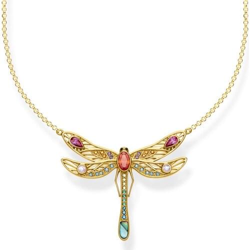 Gold Dragonfly Necklace 2021 New Link Chain Creative Fine Jewelry Europe 925 Stering Silver Bijoux Bohemia Gift For Women
