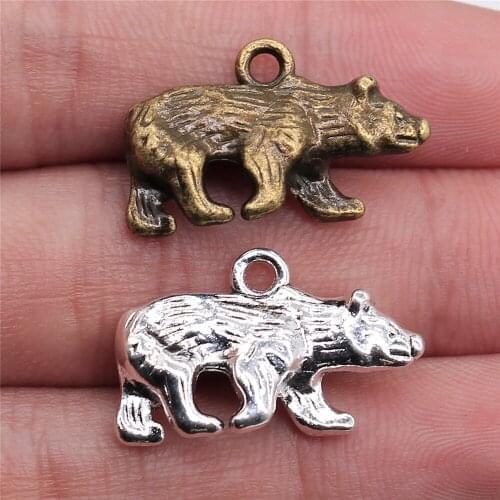 10pcs 24x15mm 2 Colors Antique Bronze Plated Pendant Charm Bear Pendant Bear Polar Charm Pendant Bear