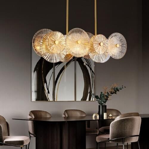 Postmodern light luxury copper chandelier creative personality simple glass bar living room dining room chandelier