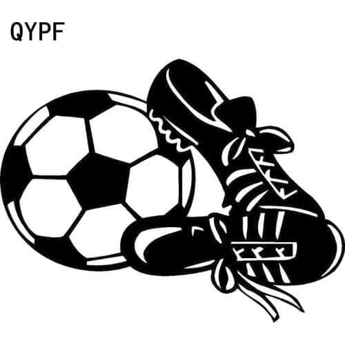 QYPF 12.7CM*9.8CM Creative Fashion BALL SHOE GOAL SOCCER Sports Vinyl Car Stickers Black Silver S2-0426