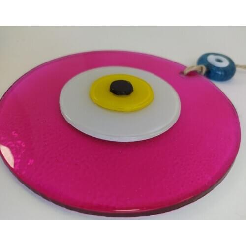 Pink Large Evil Eye 12cm Glass Bead Pendant Charm Turkish Handmade Decor Big Amulet for Wall Hanging Talisman Protector Goodluck