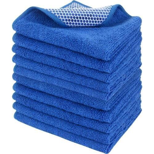 Sinland Home Microfiber Mesh Dish Cloth Best Kitchen Cleaning Cloths Set Poly Scour Side Wholesale Lot 12Inx12In 10 Pack Grey