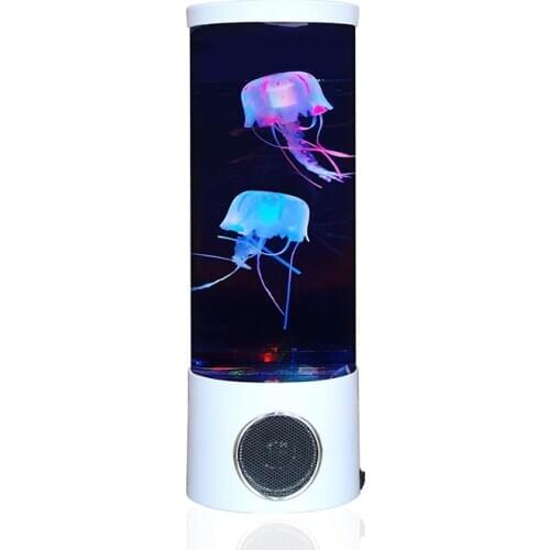 LED Jellyfish Lamp with Speaker USB/Battery Powered Color Changing Jellyfish Tank Aquarium Bedside Office Table LED Night Light