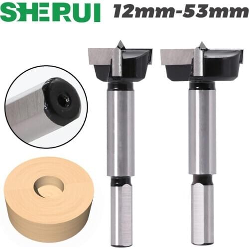 1pcs12mm-53mm Triangular handle Woodworking hole opener Hole Saw Cutter Hinge Boring drill bits Round Shank Tungsten Carbide