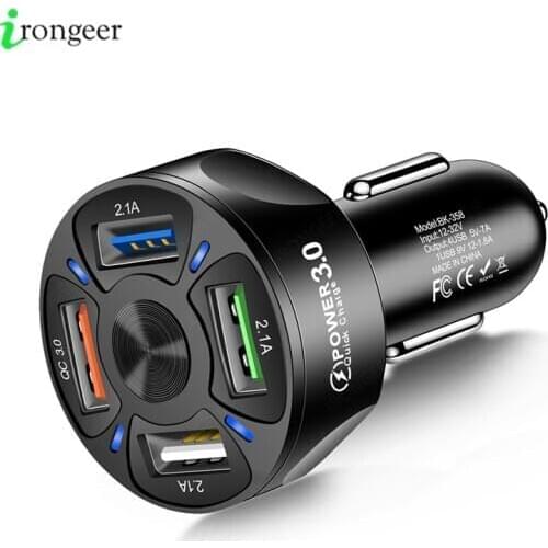 Universal Car Charger For Phone Quick Charge 3.0 Fast Charging in car 4 Port USB Phone Charger For Samsung S9 S10 iPhone 11 Pro
