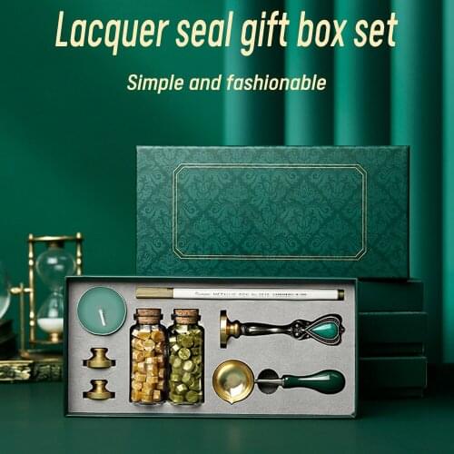 Vintage Detachable Spoon Stamp Set Box With Sealing Wax Beads Candle Craft Wedding Packaging Gifts Lacquer Sealing Wax Seal Set